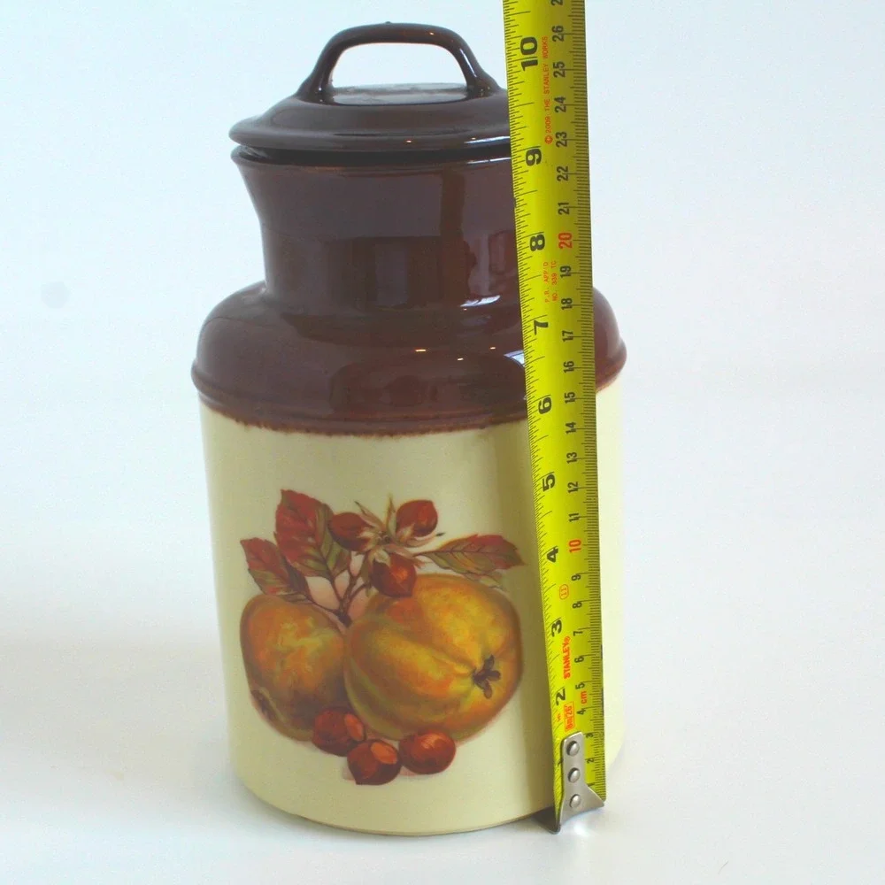 McCoy 253 Harvest Fruit Ceramic Canister with Lid Brown Cream Vintage USA